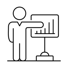 Presentation Line Icon. Teamwork, Business, Planning, Strategy, Marketing, Leadership, Work Group, Meeting, Partnership Icons Editable Stroke Vector Illustration