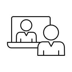Online Conference Line Icon. Teamwork, Business, Planning, Strategy, Marketing, Leadership, Work Group, Meeting, Partnership Icons Editable Stroke Vector Illustration