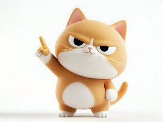 Obraz premium Cute Cartoon Cat Character with Assertive Gesture and Expression