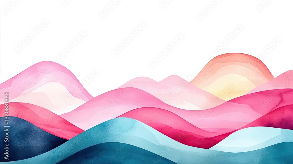 Aufkleber digital watercolor painting abstract background idea. abstract watercolor waves in vibrant colors cr