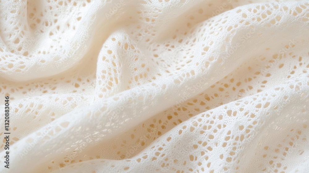 Poster Minimalist graphic design abstract background concept. Delicate white lace fabric texture creates an elegant and soft appearance.