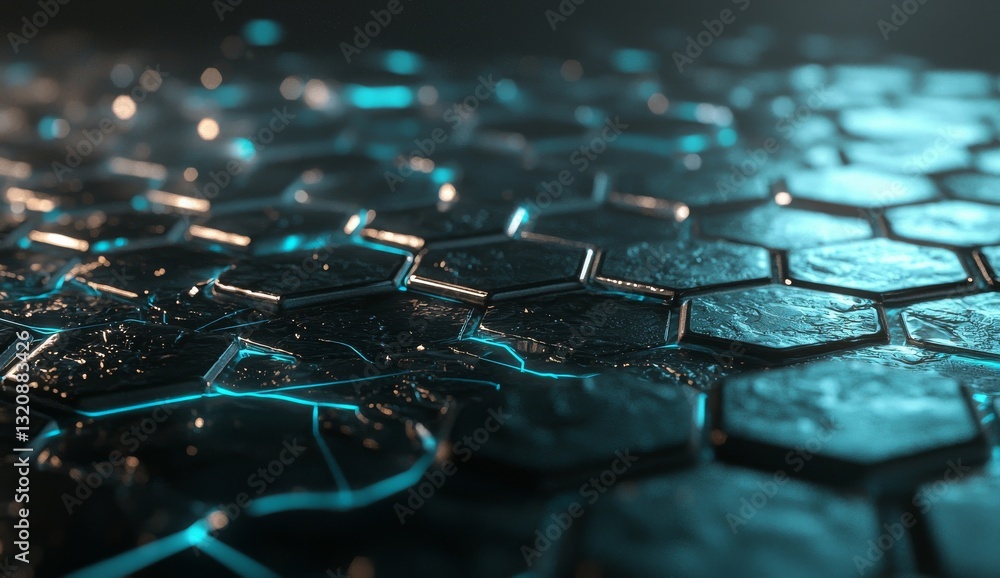 Poster abstract black hue of a futuristic surface with a honeycom hexagon design