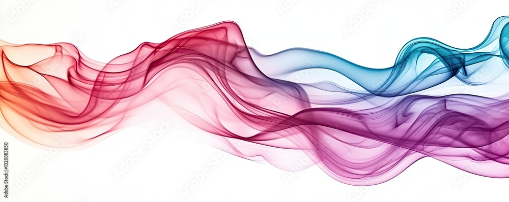 Poster Minimalist graphic design abstract background concept. Colorful abstract waves of smoke creating a fluid, artistic visualization.