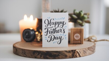 Happy Father's Day Card with Candles and Succulents