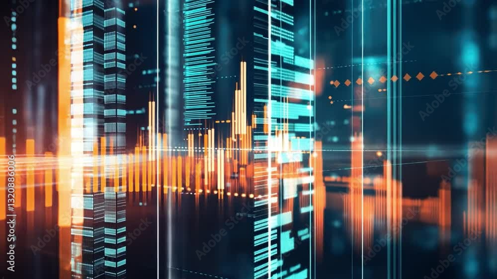 Poster futuristic cityscape featuring glowing skyscrapers and innovative technology, showcasing vibrant dig