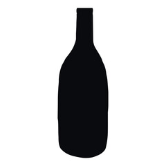 Black silhouette of glass Wine Bottle Isolated on White Background. Concept of Alcohol Beverage Icon, Beer Bottle, Minimalist Design, Elegant Drink, Graphic Element for Print