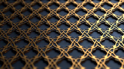Intricate geometric pattern showcases golden designs against a dark background