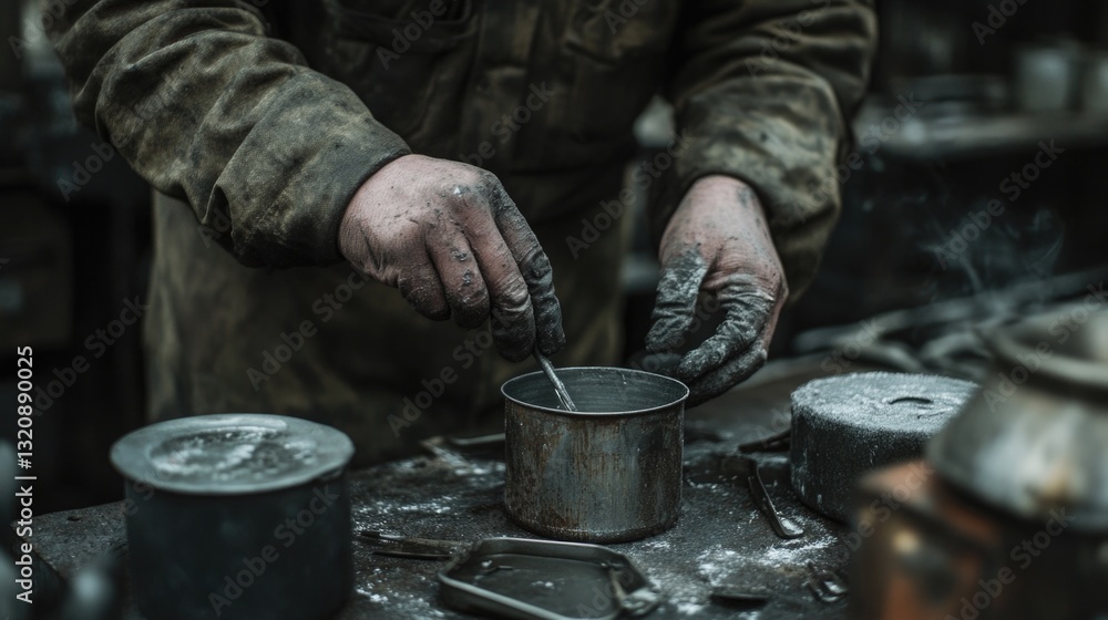 Poster a person creating ceramics from clay in a pot