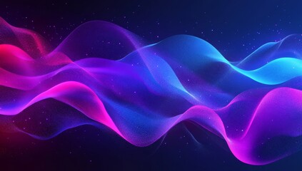 Obraz premium Abstract background with neon purple and blue waves, glowing design for presentation or poster.