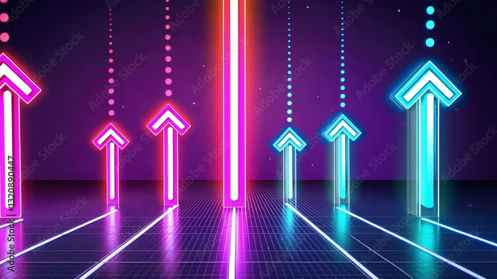 Aufkleber colorful neon arrows pointing upward in digital space vibrant representation of growth and progress 