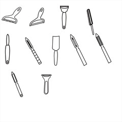 Lighting Thin Line Icons - Editable Stroke - Icons Include Light Bulbs, Compact Fluorescent, LED Light Bulb, Incandescent Light Bulb, Wall Sconce, Lamp, Pendant Light, Light Lit Electric Light bulb il