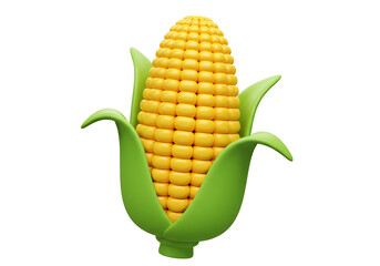 Obraz premium Vibrant 3D Render of a Single Ear of Corn Isolated on White Background