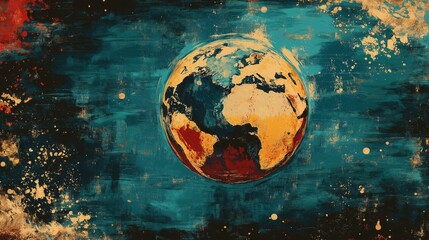 Fototapeta premium Artistic abstract Earth illustration with vibrant cosmic textured effect