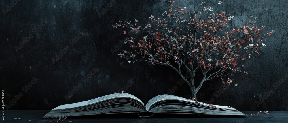 Poster An open book with a tree growing out of it