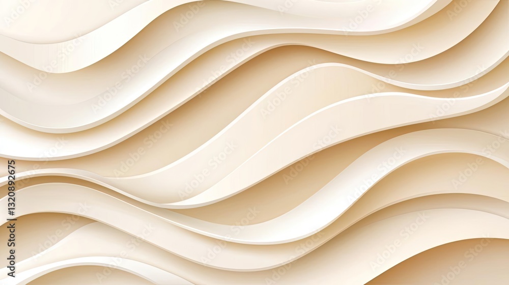Poster Minimalist graphic design abstract background concept. Elegant and fluid wave patterns in soft beige tones for modern design projects.