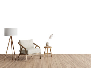 Free PNG an armchair in a empty room with Minimalist Living Room Decor. Decorated home mockup with free space. 3d illustration, 3d rendering	
