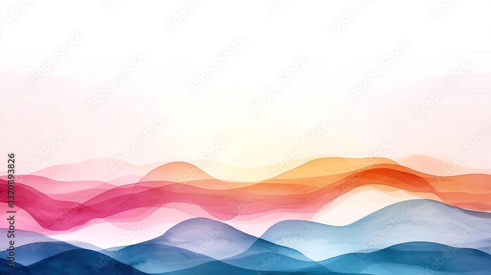 Poster digital watercolor painting abstract background idea. abstract watercolor waves in soft colors creat