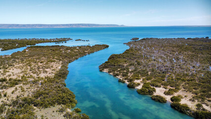 A river mouth in Southern Australia, seen from above