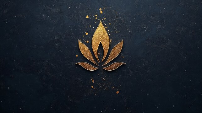 A sleek black and gold design featuring an embossed Buddhist prayer symbol. Horizontal Backgounds