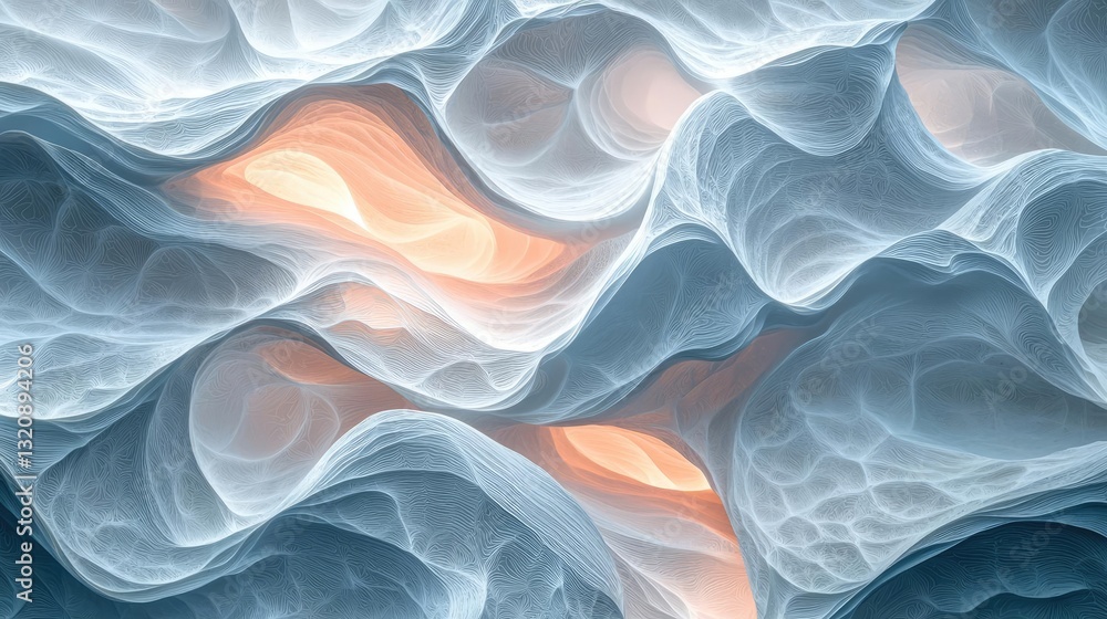 Aufkleber Minimalist graphic design abstract background concept. Abstract waves with soft colors creating a calming visual experience.