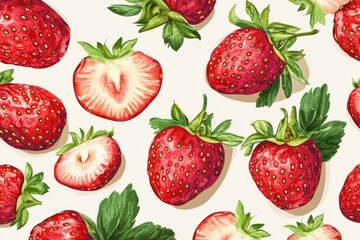 Strawberries vector pattern ,illustration