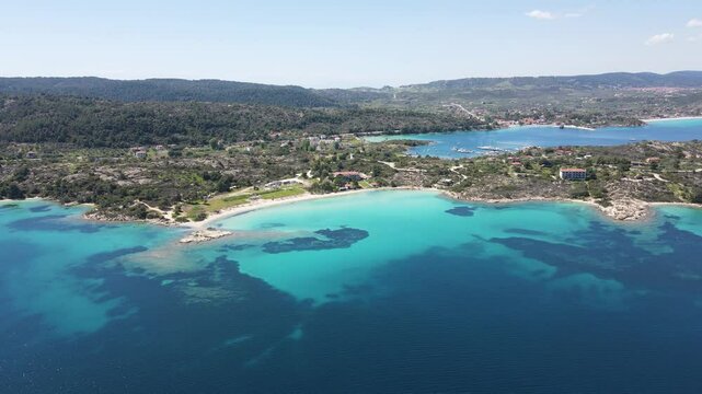Amazing view of Sithonia coastline near Lagonisi Beach, Chalkidiki, Central Macedonia, Greece