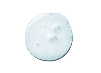 Сosmetic beauty product blue liquid gel round drop white background isolated