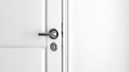 Obraz premium Close up of a Silver Door Handle on a White Door