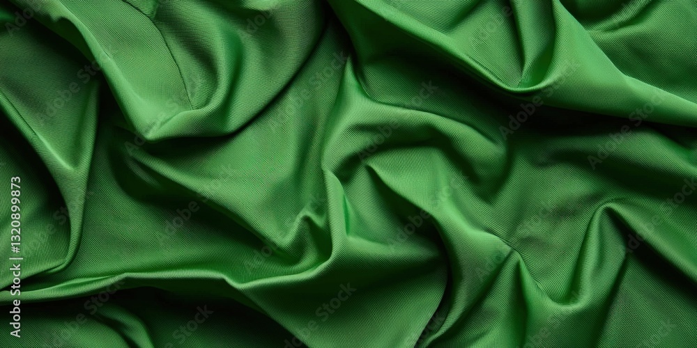 Aufkleber material science coatings concept. textured green fabric with intricate patterns and folds.