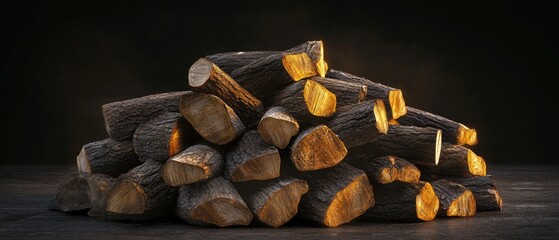 A stack of logs resting on a table