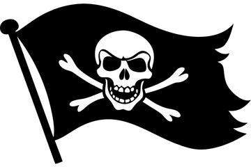 Pirate flag skull silhouette vector.