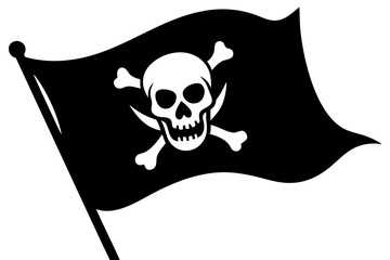 Pirate flag skull silhouette vector.