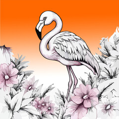 abstract illustration of Flamingo colorful flower