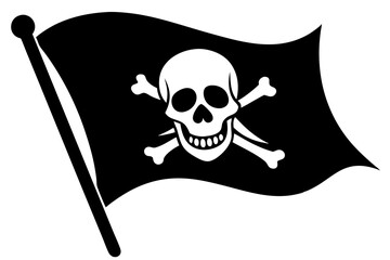 Pirate flag skull silhouette vector.