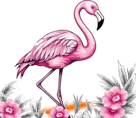 Naklejka premium abstract illustration of Flamingo colorful flower
