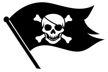 Pirate flag skull silhouette vector.
