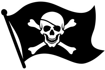 Pirate flag skull silhouette vector.