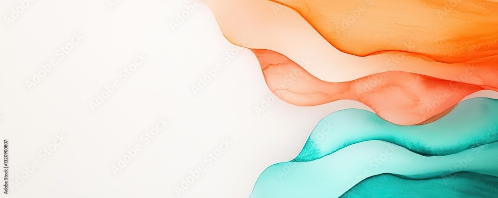Poster digital watercolor painting abstract background idea. vibrant fluid abstract art with flowing orange