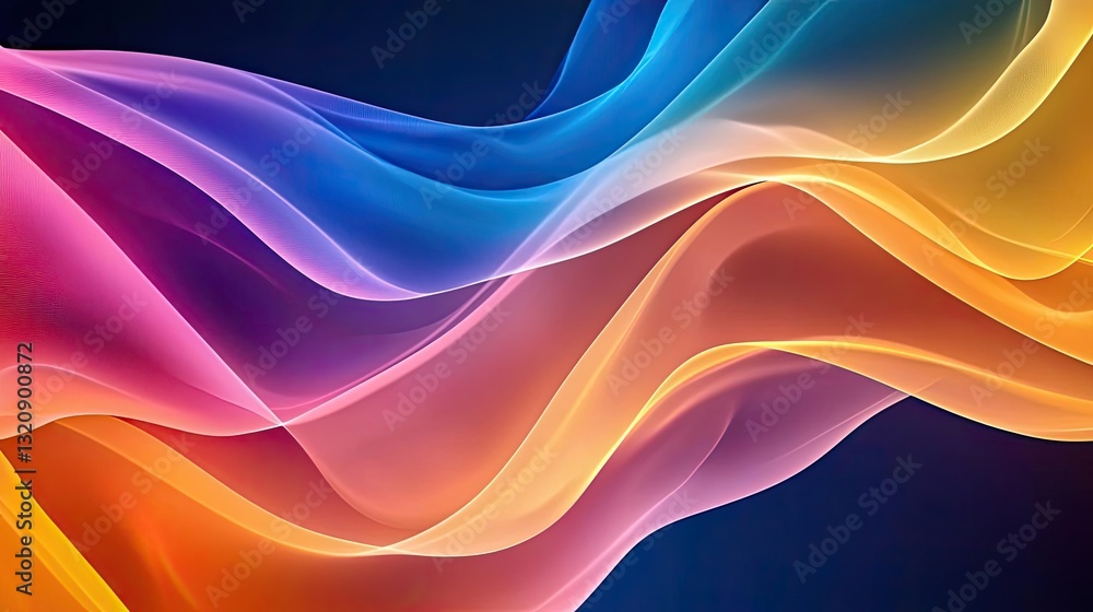 Poster Minimalist graphic design abstract background concept. Vibrant waves of color create a dynamic abstract background for creative projects.