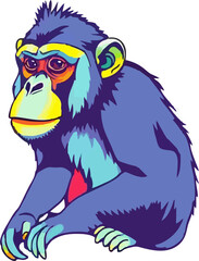 colorful monkey langur abstract illustration