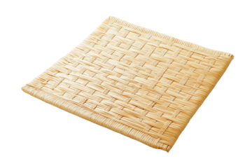 Bamboo fiber bath mat with non-slip backing isolated on transparent white background