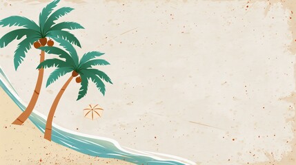 A nostalgic summer scene with retro palm trees and faded colors that capture the essence of vintage beach holidays.