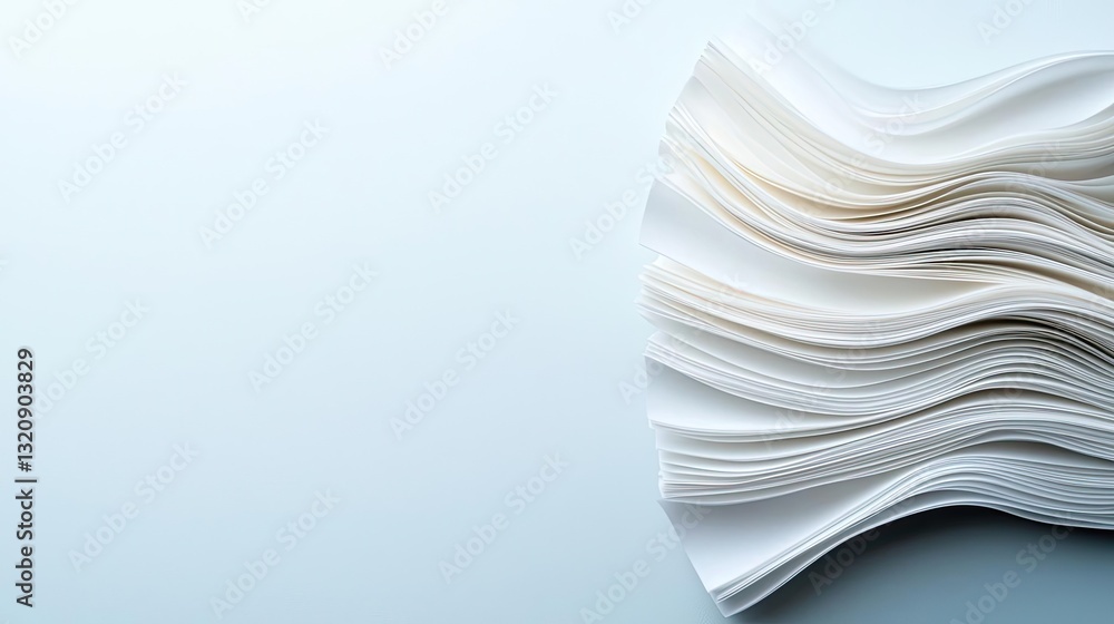 Poster abstract landscape background idea. wavy arrangement of blank pages showcasing paper texture and des