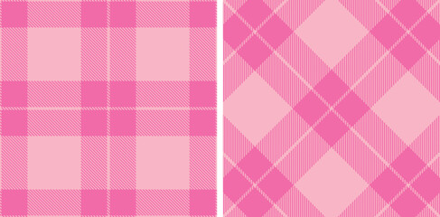 Light Soft Pink Seamless Tartan with Light Bubblegum accents Fabric Design