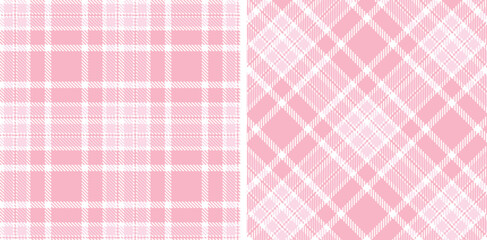 Fototapeta premium Spring Dusty White & Muted Soft Pink Seamless Tartan Fabric Design