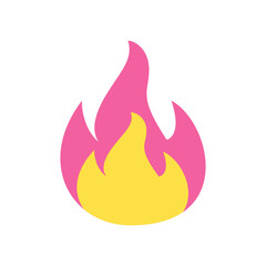 Fire flame symbol. Bonfire vector illustration. Pink yellow fire icon	
