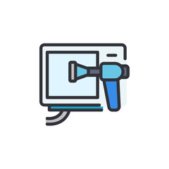 Air conditioner service colored icons, minimalist vector illustration ,simple transparent graphic element .Isolated on white background