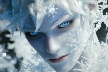 Jack Frost: The Icy Bringer of Winter Snow and Snowflakes in a 3D Rendered Image