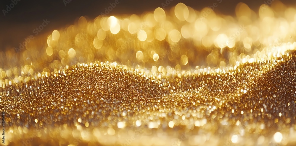 Poster glittering gold dust shimmering with bokeh lights creating elegant abstract texture