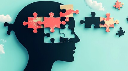 Fragmented Surreal Mind A Puzzle Piece Portrait of Cognitive